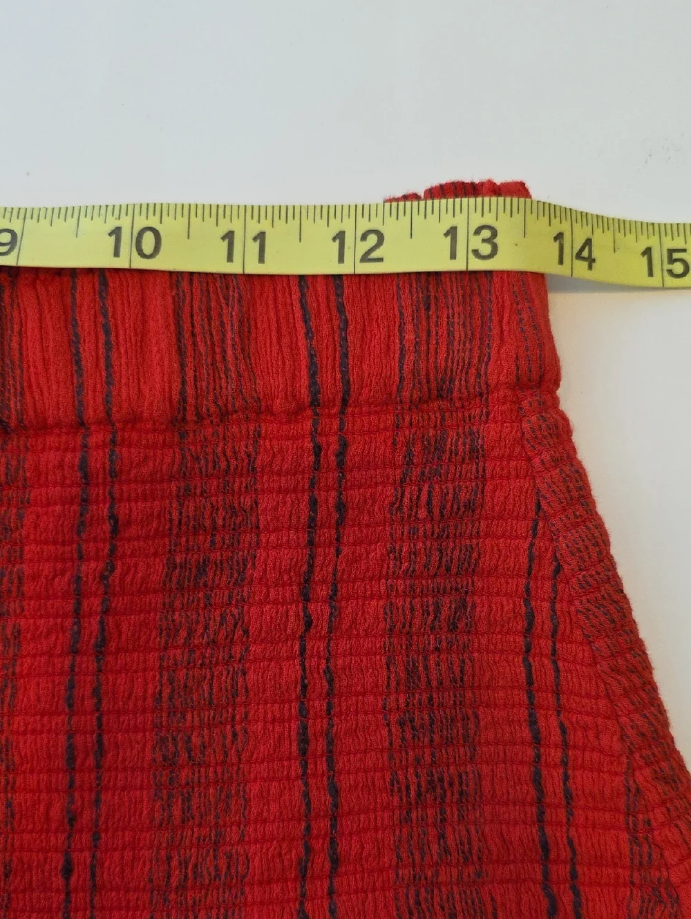 Sundry Anthro Tiered Ruffle Mini Skirt Red Smock Waist Size 2 (Med) Boho Summer